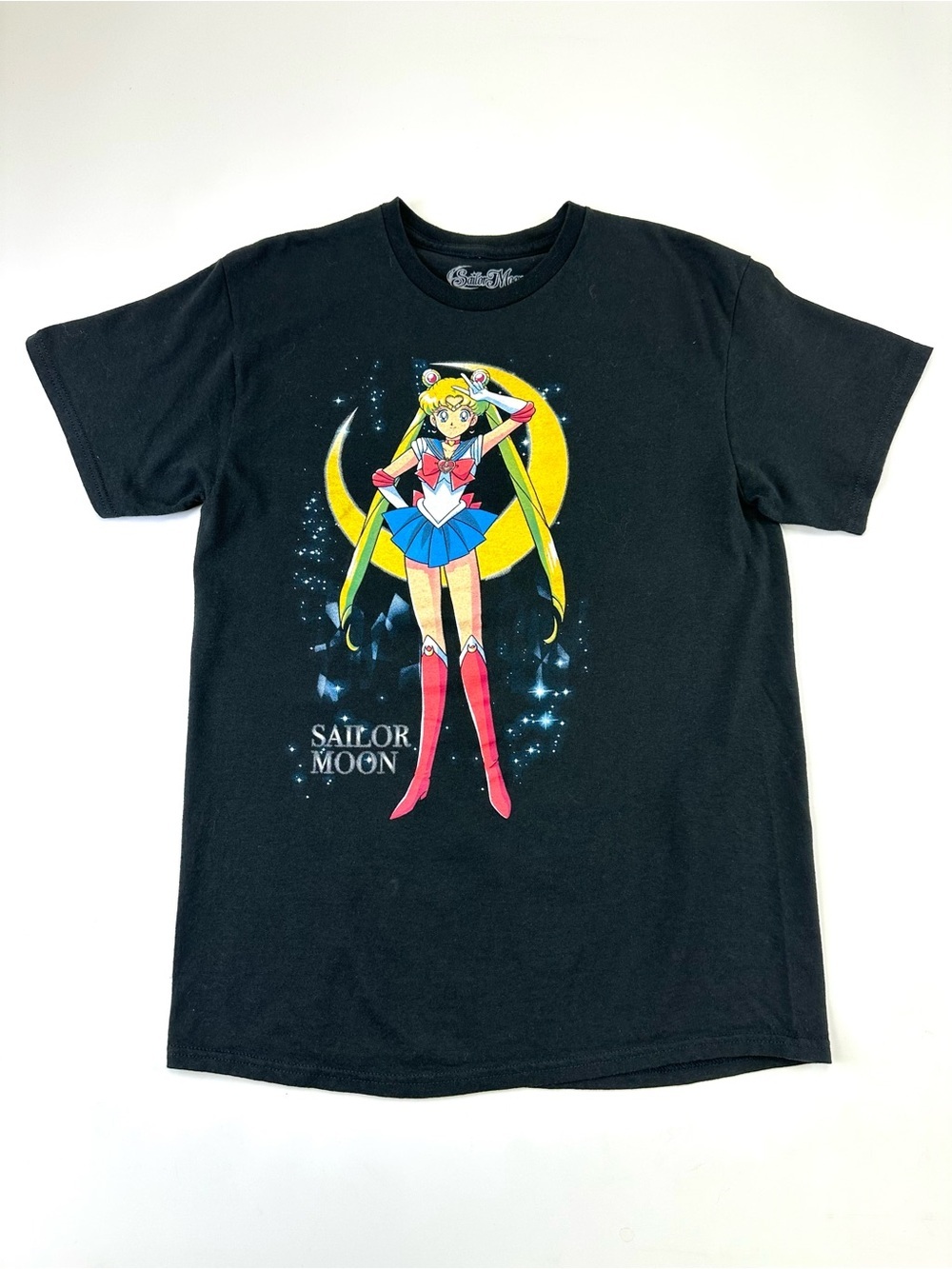 Sailor Moon Graphic Anime T-Shirt Black Medium Manga Cartoon Tee Cotton